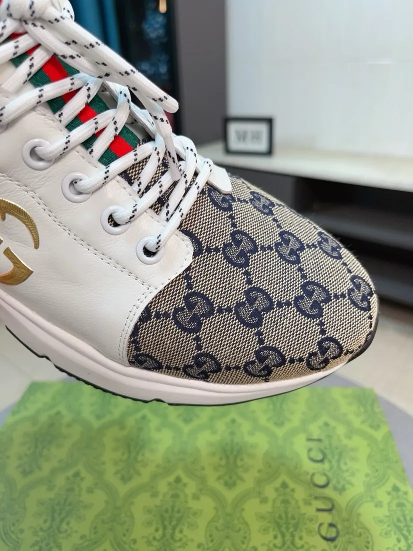Men's shoes 💰458🌹🌹GUCCI [Gucci] New high-end brand of men's shoes, the latest fashionable casual men's shoes, trendy and versatile, relaxed and sporty style, uppers imported from Italy, first-layer cowhide, genuine leather lining, and ultra-fine workmanship. Original personalized fashionable rubber wear-resistant outsole, light and comfortable on the foot, size 38-44